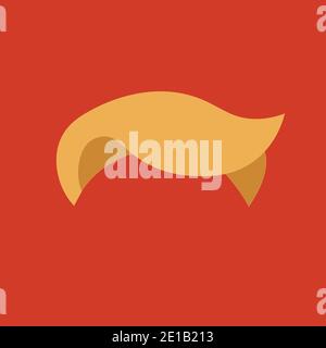 Illustration of Blode Hair Icon on Red Background.  Stock Vector