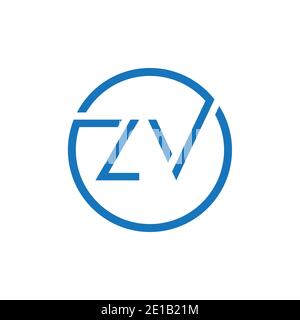 ZV Logo Design Vector Template. Initial Circle Letter ZV Vector Illustration Stock Vector