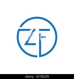 ZF Logo Design Vector Template. Initial Circle Letter ZF Vector Illustration Stock Vector