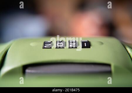 the combination lock showing the 2021 number Stock Photo