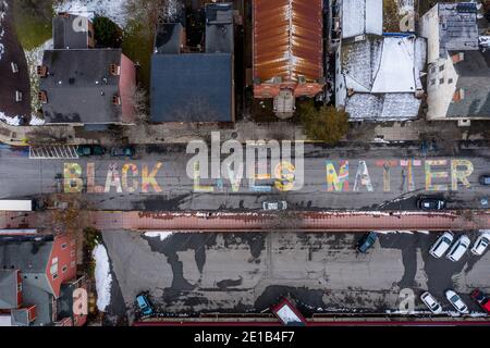 Black Lives Matter, BLM, Warren Street, Hudson, NY, USA Stock Photo