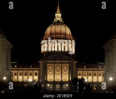 San Francisco City Hall Lit in Gold, in Celebration of New Year 2021