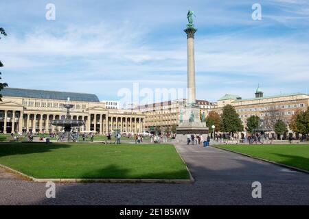 STUTTGART,GERMANY - NOVEMBER 17, 2020: The New Palace ( Neues Schloss ) which stands on Schlossplatz, in Stuttgart - Germany