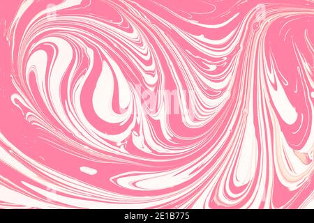 Pink colorful liquid waves ink texture background. Red fluid marble pattern Stock Photo