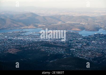 Bird's eye view of Hobart Stock Photo