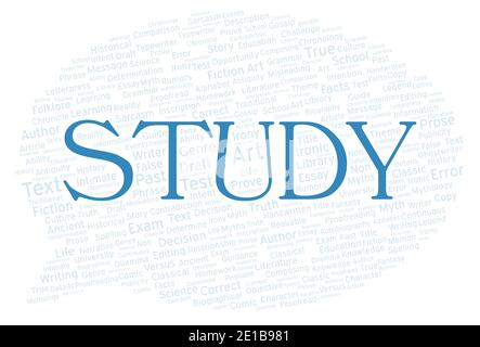 Study typography word cloud create with text only Stock Photo