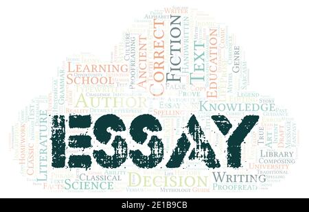 Essay typography word cloud create with text only Stock Photo