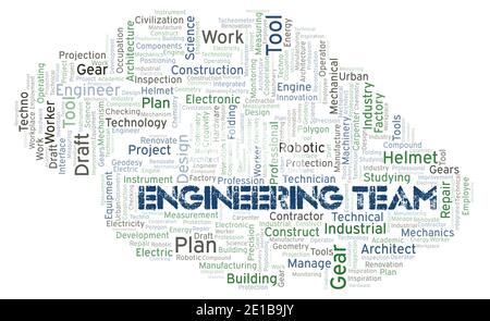 Engineering Team typography word cloud create with text only Stock Photo