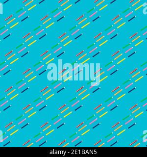 Seamless pattern of colored pencils on a blue background. Square pattern Stock Photo
