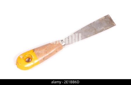 Old used putty knife isolated on white background Stock Photo