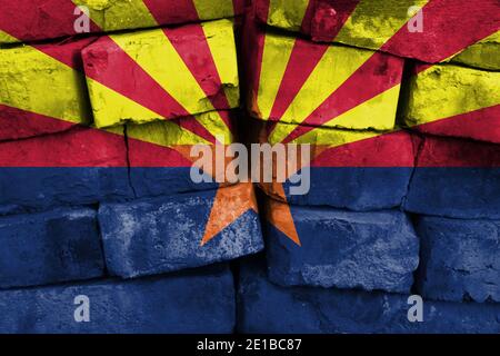 State of Arizona flag painted on brick wall Stock Photo