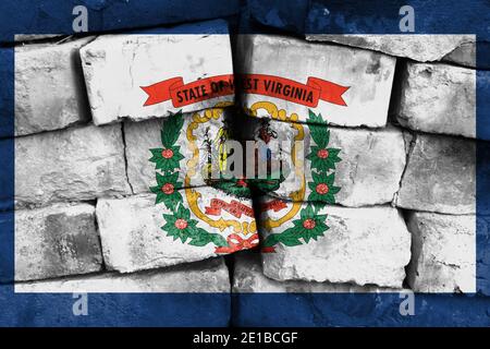 State of West Virginia flag painted on brick wall Stock Photo