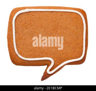 Christmas gingerbread cookie in shape of speech cloud isolated on white background Stock Photo
