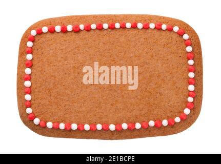Gingerbread christmas cookie in shape of rectangle isolated on white background Stock Photo