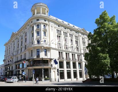 WARSAW,POLAND-MAY 16:Hotel Bristol a five star luxury hotel containing 168 rooms and Built in 1901.May 16,2015 in Warsaw,Poland. Stock Photo