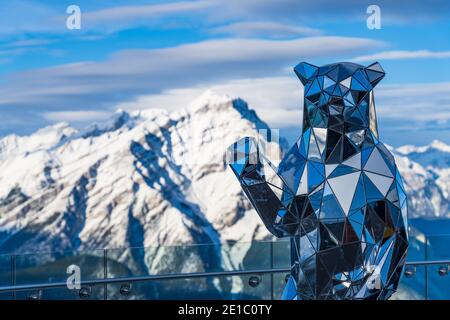 Banff Gondola station observation deck. Sulphur Mountain summit, Banff National Park, Canadian Rockies. AB, Canada. Stock Photo