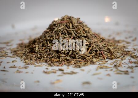 A pile of dried thyme, for use in delicious dishes Stock Photo