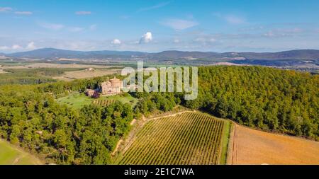 the Romanesque church of Monte Siepi (Eremo di Monte Siepi) , where it is possible to see, yet, the 'Sword in the Stone', Siena province, Tuscany regi Stock Photo