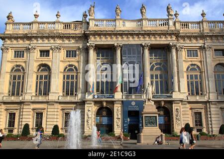 Turin, Italy - september 2020: facade of madame palace seen from Piazza Castello Stock Photo