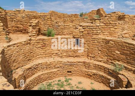 Detailed, above ground ruins of the Far View House at the Far View Sites at Mesa Verde National  Park Stock Photo