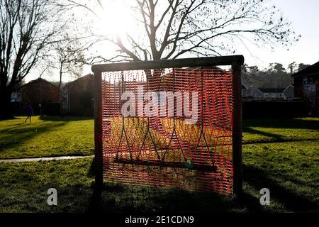 Loughborough, Leicestershire, UK. 6th January 2021. Outdoor exercise equipment is closed off during the third national Covid-19 lockdown. Credit Darren Staples/Alamy Live News. Stock Photo