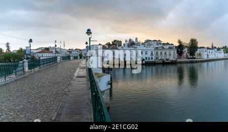 Tavira, Portugal - 4 january, 2020: view of the old city center of historic Tavira Stock Photo