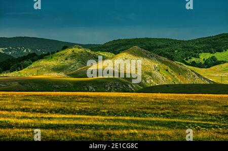 Gran Sasso and Monti della Laga National Park, hills of Campo Imperatore. Abruzzo Stock Photo