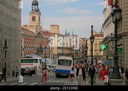 Calle de Alcalá is one of the longest and oldest streets in Madrid. It starts at Puerta del Sol. 11 km long, with several landmarks along the way. Stock Photo