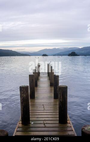 Dusk settles on Lake Windermere, Englands largest lake. Stock Photo