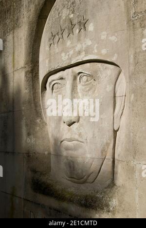 A memorial to American World War Two general George S. Patton at Bastogne, Belgium. Stock Photo