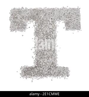 Serif sand letter capital T photographed on a white background Stock Photo
