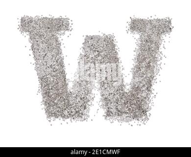 Serif sand letter capital W with hard edges photographed on a white background Stock Photo