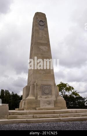 The New Zealand Division monument at Zonnebeke, near Ypres, dedicated to the New Zealand Division that fought in the Battle of Broodseinde, 1917. Stock Photo