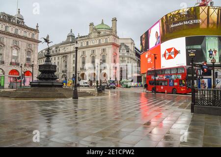A deserted Piccadilly Circus, London, during the third national coronavirus lockdown in England. Stock Photo