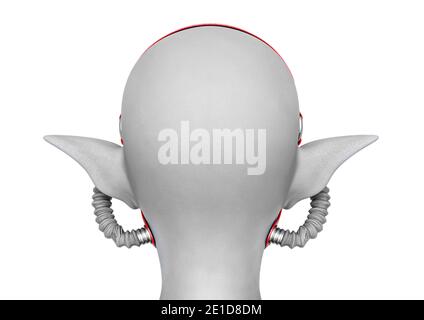 blue elf rear portrait in white background, 3d illustration Stock Photo