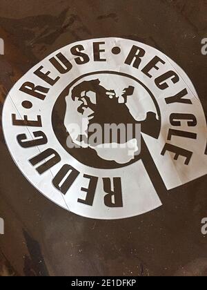 'Reduce, Reuse, Recycle' reusable environmentally friendly bag, USA Stock Photo