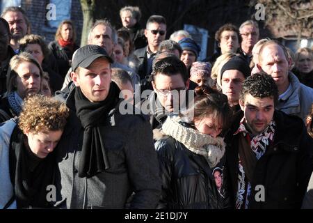 Citizens of Linselles town, north of France pay tribute to Antoine de Leocour and Vincent Delory, killed last week in Niger, on January 15, 2011. Photo by Christophe Guibbaud/ABACAPRESS.COM Stock Photo