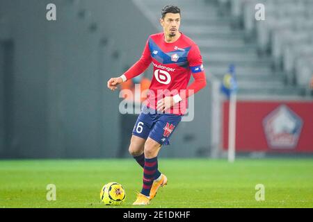 LILLE, FRANCE - JANUARY 6: Jose Fonte of Lille OSC during the Ligue 1 match between Lille OSC and Angers SCO at Stade Pierre Mauroy on January 6, 2021 in Lille, France (Photo by Jeroen Meuwsen/BSR Agency/Alamy Live News)*** Local Caption *** Jose Fonte
