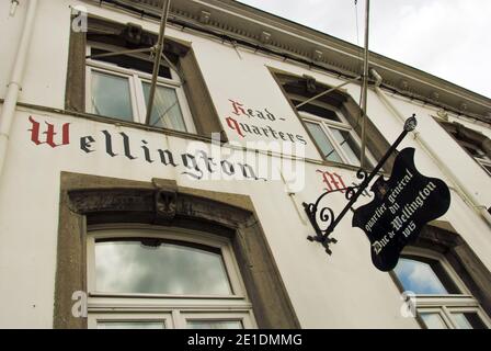 The building used by the Duke of Wellington as his headquarters for the battle of Waterloo, now a museum in Waterloo, Belgium. Stock Photo