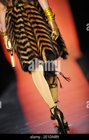 The androgynous model Andrej Pejic walks the runway during the Jean-Paul Gaultier show as part of Paris Menswear Fashion Week Fall/Winter 2011-2012 in Paris, France on January 21, 2011. Photo by Thierry Orban/ABACAPRESS.COM Stock Photo