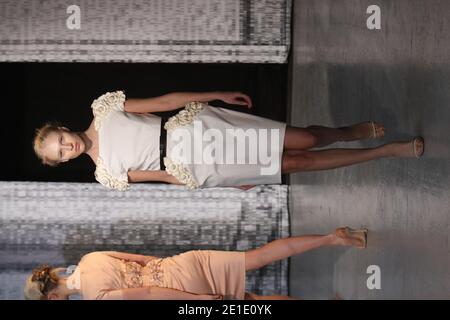 A model displays a creation Maxime Simoens Spring-Summer 2011 Woman's Haute-Couture collection show in Paris, France, on January 26th, 2011. Photo by Roberto Martinelli/ABACAPRESS.COM Stock Photo