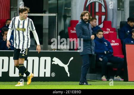 MILAN, ITALY - JANUARY 6: coach Andrea Pirlo of Juventus during the Serie A match between AC Milan and Juventus FC at San Siro Stadium on January 6, 2021 in Milan, Italy (Photo by Ciro Santangelo/BSR Agency/Alamy Live News)*** Local Caption *** Andrea Pirlo Credit: BSR Agency/Alamy Live News Stock Photo