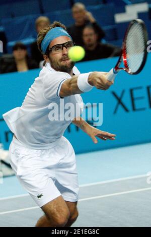 France's Arnaud Clement is defeated by his compatriot Edouard Roger-Vasselin, 6-4, 4-6, 6-3, in their first round of the 2011 Open 13 Tennis tournament at the Palais des Sports in Marseille, France on February 15, 2011. Photo by Anthony Serpe/ABACAPRESS.COM Stock Photo