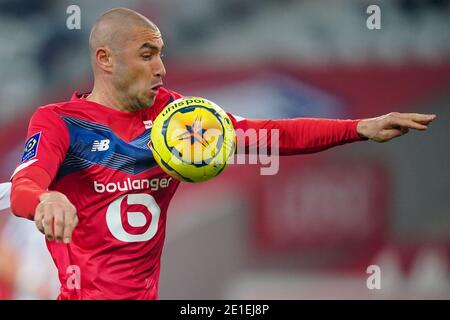 LILLE, FRANCE - JANUARY 6: Burak Yilmaz of Lille OSC during the Ligue 1 match between Lille OSC and Angers SCO at Stade Pierre Mauroy on January 6, 2021 in Lille, France (Photo by Jeroen Meuwsen/BSR Agency/Alamy Live News)*** Local Caption *** Burak Yilmaz