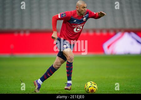 LILLE, FRANCE - JANUARY 6: Burak Yilmaz of Lille OSC during the Ligue 1 match between Lille OSC and Angers SCO at Stade Pierre Mauroy on January 6, 2021 in Lille, France (Photo by Jeroen Meuwsen/BSR Agency/Alamy Live News)*** Local Caption *** Burak Yilmaz