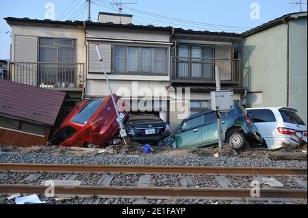 Views of the damaged city of Miyako, Prefecture of Iwate in Japan on March 13, 2011 after the biggest earthquake on Japan's history followed by a tsunami. Photo by Thierry Orban/ABACAPRESS.COM Stock Photo