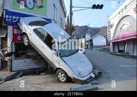 Views of the damaged city of Miyako, Prefecture of Iwate in Japan on March 13, 2011 after the biggest earthquake on Japan's history followed by a tsunami. Photo by Thierry Orban/ABACAPRESS.COM Stock Photo