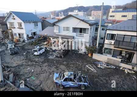 Views of the damaged city of Miyako, Prefecture of Iwate in Japan on March 13, 2011 after the biggest earthquake on Japan's history followed by a tsunami. Photo by Thierry Orban/ABACAPRESS.COM Stock Photo