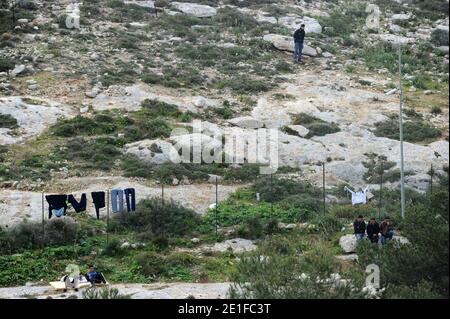 The italian island of Lampedusa has been swamped by thousands of arrivals in recent weeks and the local 850-bed immigrant centre is severely overcrowded , on march 14,2011. Photo by Eric Vandeville/ABACAPRESS.COM Stock Photo