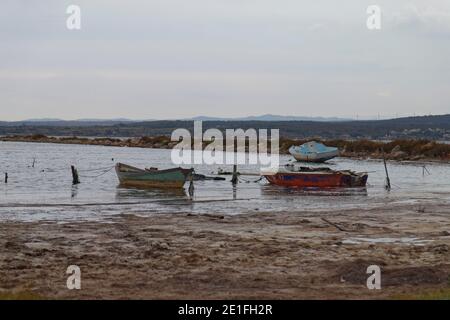 Sete, France. 19th, Aug,2019. View of boats on the Thau lagoon. Sete, France. Stock Photo